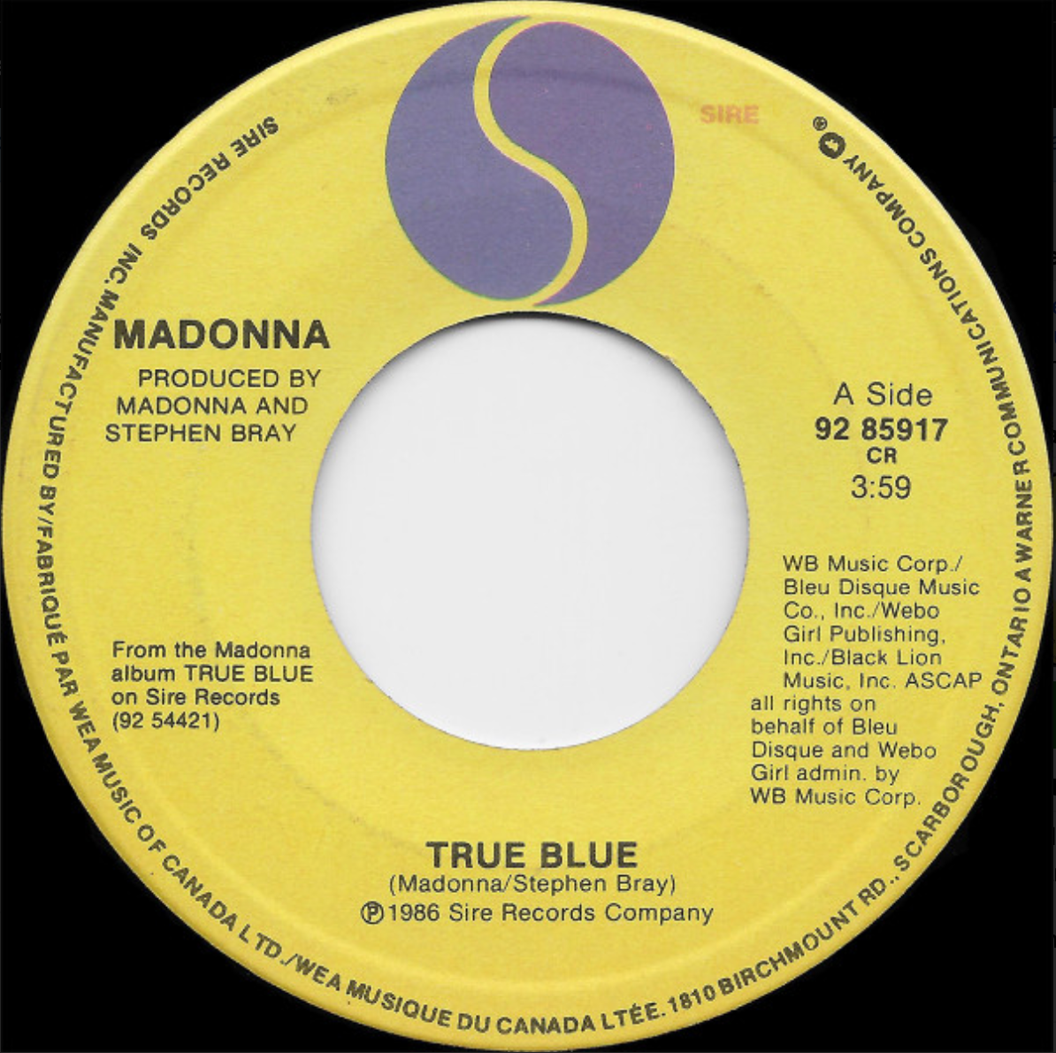 Madonna | True Blue (Canada Promo)