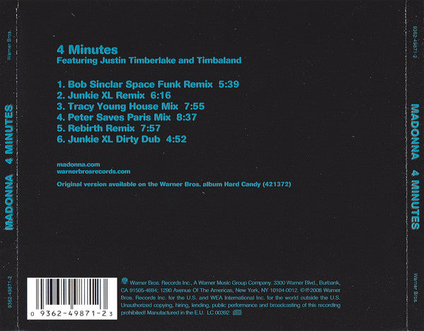 Madonna & Justin Timberlake | 4 Minutes - CD (Europe)