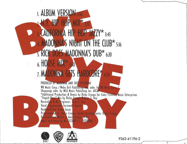 Madonna | Bye Bye Baby - CD (Europe)