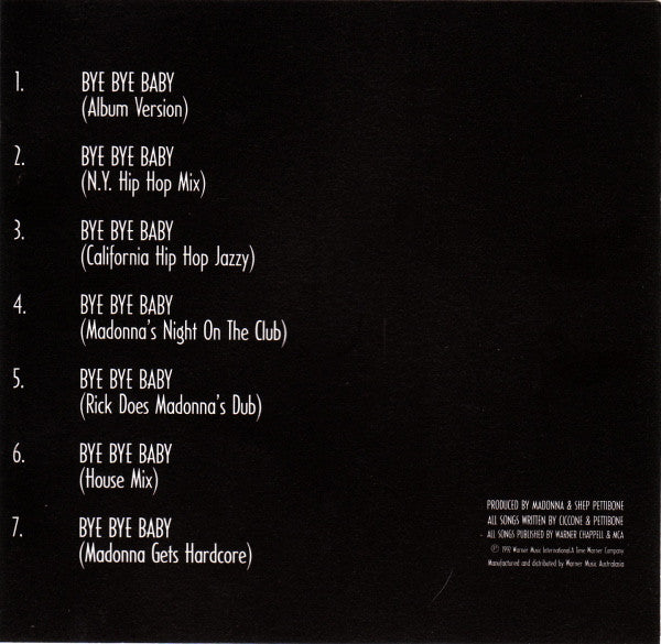 Madonna | Bye Bye Baby - CD (Australie)