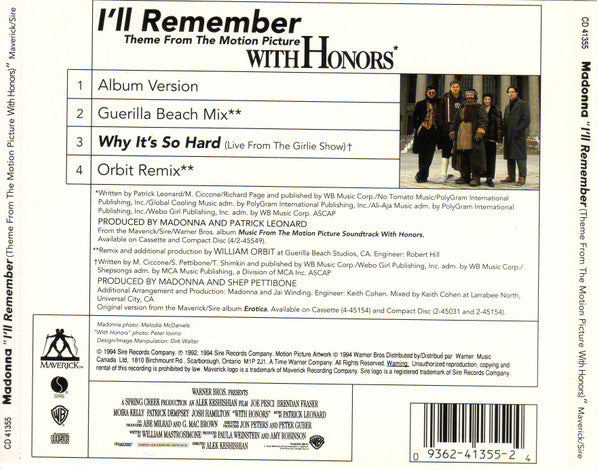 Madonna | I'll Remember - CD (Canada)